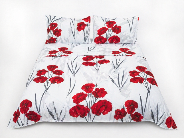 100% Cotton Floral Bed Sheet Set – Full / Double Size | Soft Breathable Bedding | Deep Pocket Fitted Sheet 12 Inch