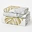 MR24 Queen Size 4 Piece 100% Cotton Sheet Set, White Tropical Leaf Print in Sage Green & Gold, Breathable Cooling Bedding for Hot Sleepers, Botanical Style | Draps Queen Coton FR
