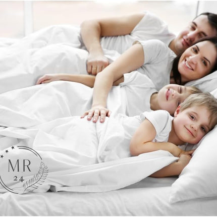 MR24 King Size Bed Sheets – 100% Cotton Cooling Percale, Soft & Breathable, Classic Red Stripe Design, Deep Pocket 16” Fitted Sheet, Wrinkle Resistant & Durable, Luxury Hotel Quality 4-Piece Set – Gift-Ready for Valentine’s, Christmas & Birthdays