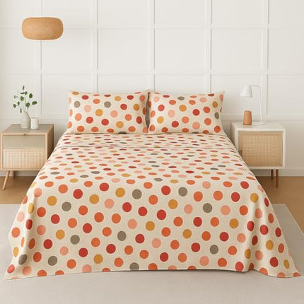 King Size Bed Sheets 100% Cotton Cooling Deep Pocket Sheets 17'' Polka Dot Pebble Print Bedding Set Soft Breathable Cotton draps King cotonModern Colorful Dots & Leopard Print Sheets Inspired Design