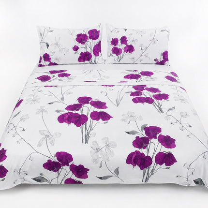 100% Cotton Floral Bed Sheet Set – Full / Double Size | Soft Breathable Bedding | Deep Pocket Fitted Sheet 10 Inch