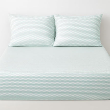 Queen Size Bed Sheets 100% Cotton – Cooling Mint Green Printed Sheet Set, Deep Pocket 17”, Soft Breathable Cotton Bedding for Hot Sleepers, Hotel Quality Draps Queen Coton – Premium Patterned Sheet