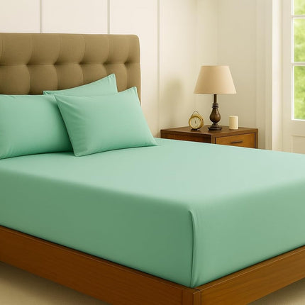 MR24 100% Cotton King Sheets – Mint Green, 400 Thread Count, Deep Pocket 17–18