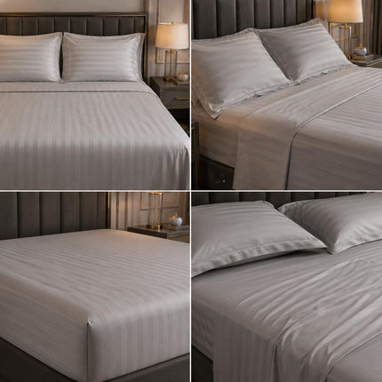 MR24 100% Egyptian Cotton Bed Sheet Set – Queen, 4 Piece Deep Pocket Bedding, Soft Breathable Cooling Sheets, Hotel Quality (Grey Light, Queen, 1000)