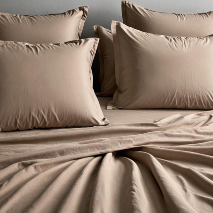 Beige100% Cotton Queen Bed Sheets Set 400 Thread Count, Deep Pocket fitted17”, Ultra-Soft & Breathable, Wrinkle-Resistant, Hotel Quality Durable Bedding by MR24