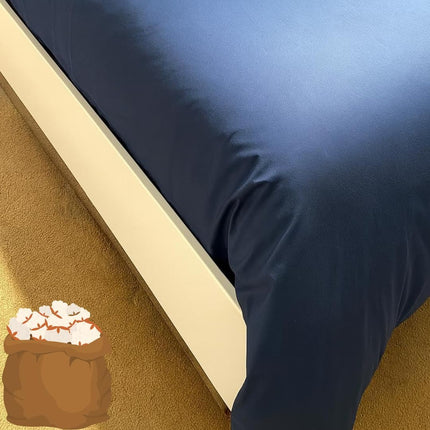 MR24 King Size Sheet Set 4 Piece – 100% Cotton Bed Sheets, Deep Pocket Fitted Sheet up to 17”, Breathable Cooling Soft Bedding Set, Solid Navy Blue, 1 Flat + 1 Fitted + 2 Pillowcases