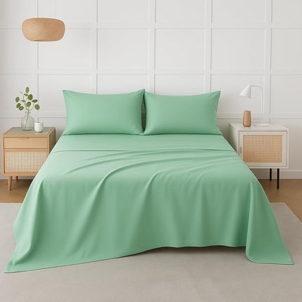 MR24 100% Cotton King Sheets – Mint Green, 400 Thread Count, Deep Pocket 17–18