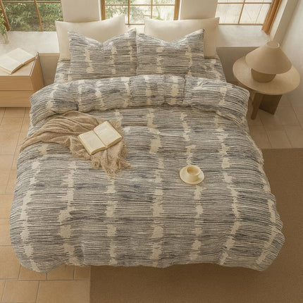 King Size Bed Sheets 100% Cotton – Luxury Cooling Deep Pocket Sheets 17'' Breathable Hotel-Quality King Bedding Set Modern Ikat Pattern Cotton Bed Sheet Soft, Durable, Fade-Resistant King Sheets