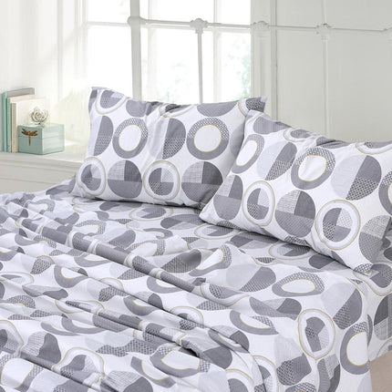Grey Modern Geometric 100% Cotton Queen Sheets Set