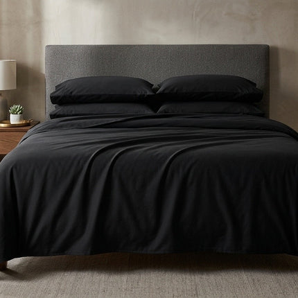 BLACK King Size 100% Cotton Bed Sheet Set – 4 Piece, 400 Thread Count, Deep Pocket, All-Around Elastic with Extra Corner Elastic