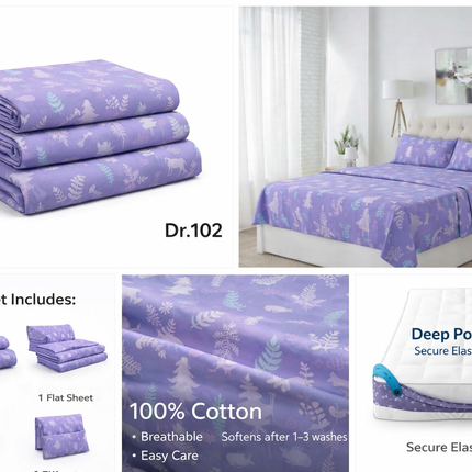King Size 100% Cotton Bed Sheet Set – 4 Piece, 400 Thread Count, Deep Pocket, All-Around Elastic with Extra Corner Elastic
