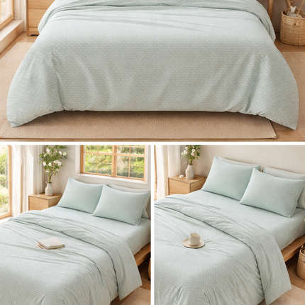 Queen Size Bed Sheets 100% Cotton – Cooling Mint Green Printed Sheet Set, Deep Pocket 17”, Soft Breathable Cotton Bedding for Hot Sleepers, Hotel Quality Draps Queen Coton – Premium Patterned Sheet