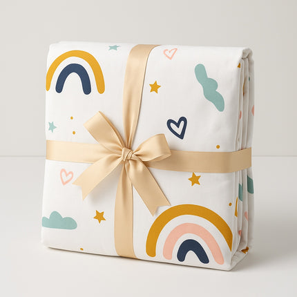 MR24 King Size 100% Cotton Sheets Set, Breathable Cooling Cotton, Love Sheets, Softens After Washing, Easy-Care King Bedding Cute Rainbow White, King, Cute Rainbow Hearts