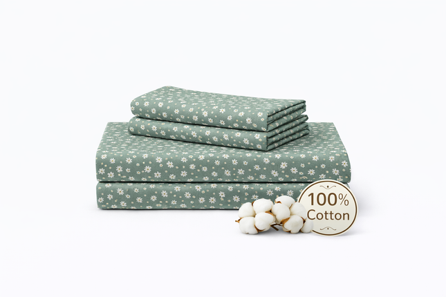 Queen Size 100% Cotton Bed Sheet Set – 4 Piece, 400 Thread Count, Deep Pocket, All-Around Elastic with Corner Straps