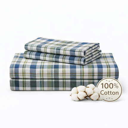 Queen Size 100% Cotton 4PC Sheet Set – 400TC, Deep Pocket, All-Around Elastic + 4 Corner Straps, Gets Softer After Wash