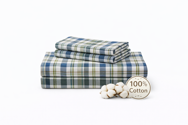 Queen Size 100% Cotton 4PC Sheet Set – 400TC, Deep Pocket, All-Around Elastic + 4 Corner Straps, Gets Softer After Wash