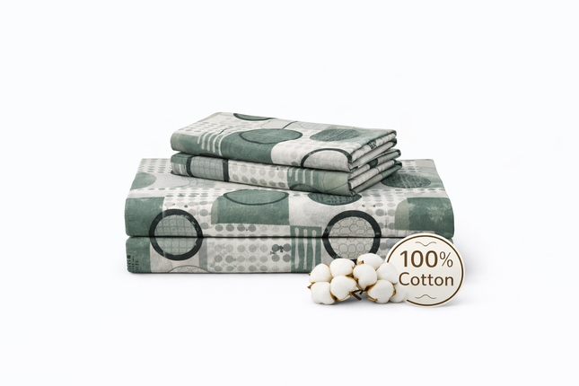 MR24 100% Cotton Queen Size Bed Sheets – 4 Piece Set