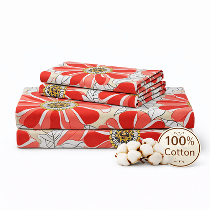 Queen Size 100% Cotton 4PC Sheet Set – 400TC, Deep Pocket, All-Around Elastic + 4 Corner Straps, Gets Softer After Wash