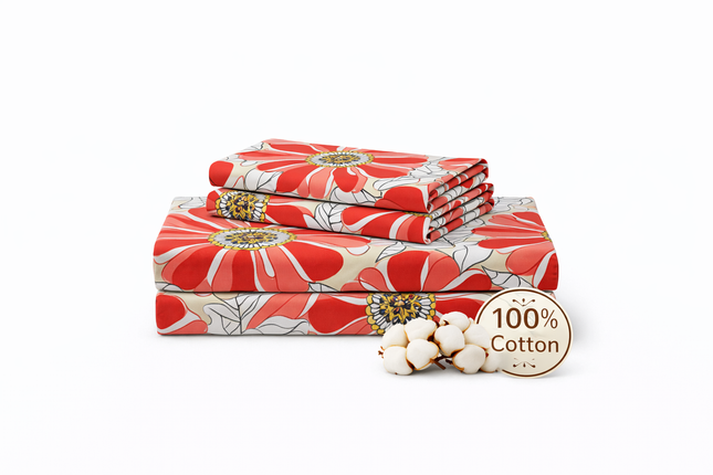 Queen Size 100% Cotton 4PC Sheet Set – 400TC, Deep Pocket, All-Around Elastic + 4 Corner Straps, Gets Softer After Wash
