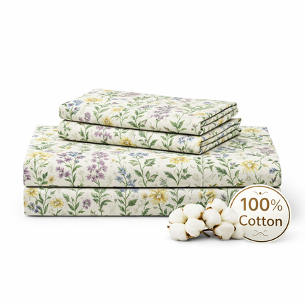 King Size 100% Cotton Bed Sheet Set – 4 Piece, 400 Thread Count, Deep Pocket, All-Around Elastic with Extra Corner Elastic