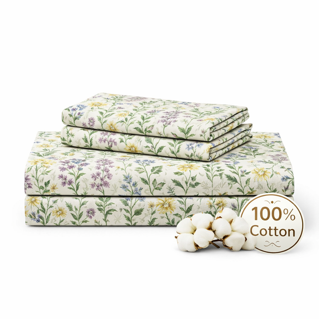 King Size 100% Cotton Bed Sheet Set – 4 Piece, 400 Thread Count, Deep Pocket, All-Around Elastic with Extra Corner Elastic