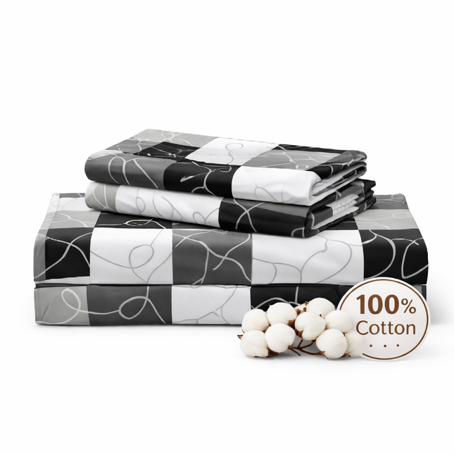 King Size 100% Cotton Bed Sheet Set – 4 Piece, 400 Thread Count, Deep Pocket, Extra Elastic Corners