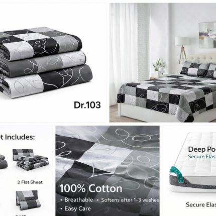 King Size 100% Cotton Bed Sheet Set – 4 Piece, 400 Thread Count, Deep Pocket, Extra Elastic Corners