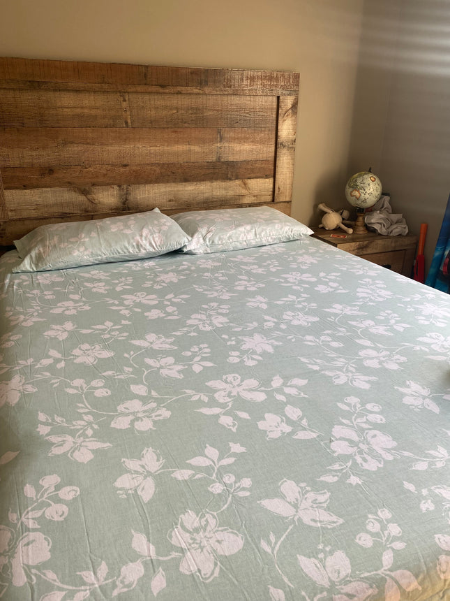 100% Cotton Floral Bed Sheet Set – Queen Size | 150 Thread Count Lightweight Bedding | 4 Corner Elastic Fitted Sheet