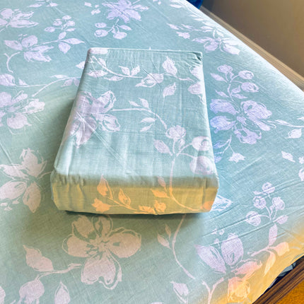 100% Cotton Floral Bed Sheet Set – Queen Size | 150 Thread Count Lightweight Bedding | 4 Corner Elastic Fitted Sheet