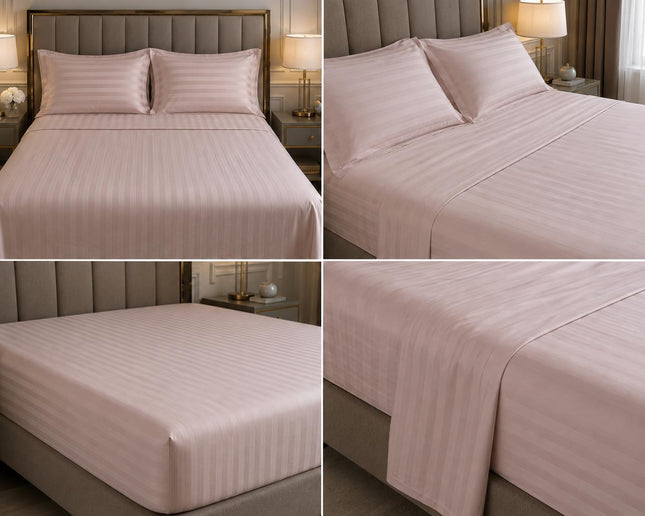MR24 100% Egyptian Cotton Bed Sheet Set – Queen, 4 Piece Deep Pocket Bedding, Soft Breathable Cooling Sheets, Hotel Quality (Blush Pink Queen, 1000)