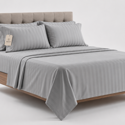 Queen Size 100% Cotton Bed Sheet Set – 4 Piece, 1000 Thread Count, Deep Pocket 17inch, All-Around Elastic with Corner Straps