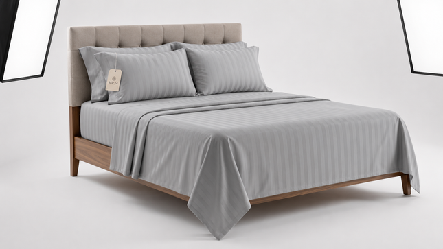 Queen Size 100% Cotton Bed Sheet Set – 4 Piece, 1000 Thread Count, Deep Pocket 17inch, All-Around Elastic with Corner Straps